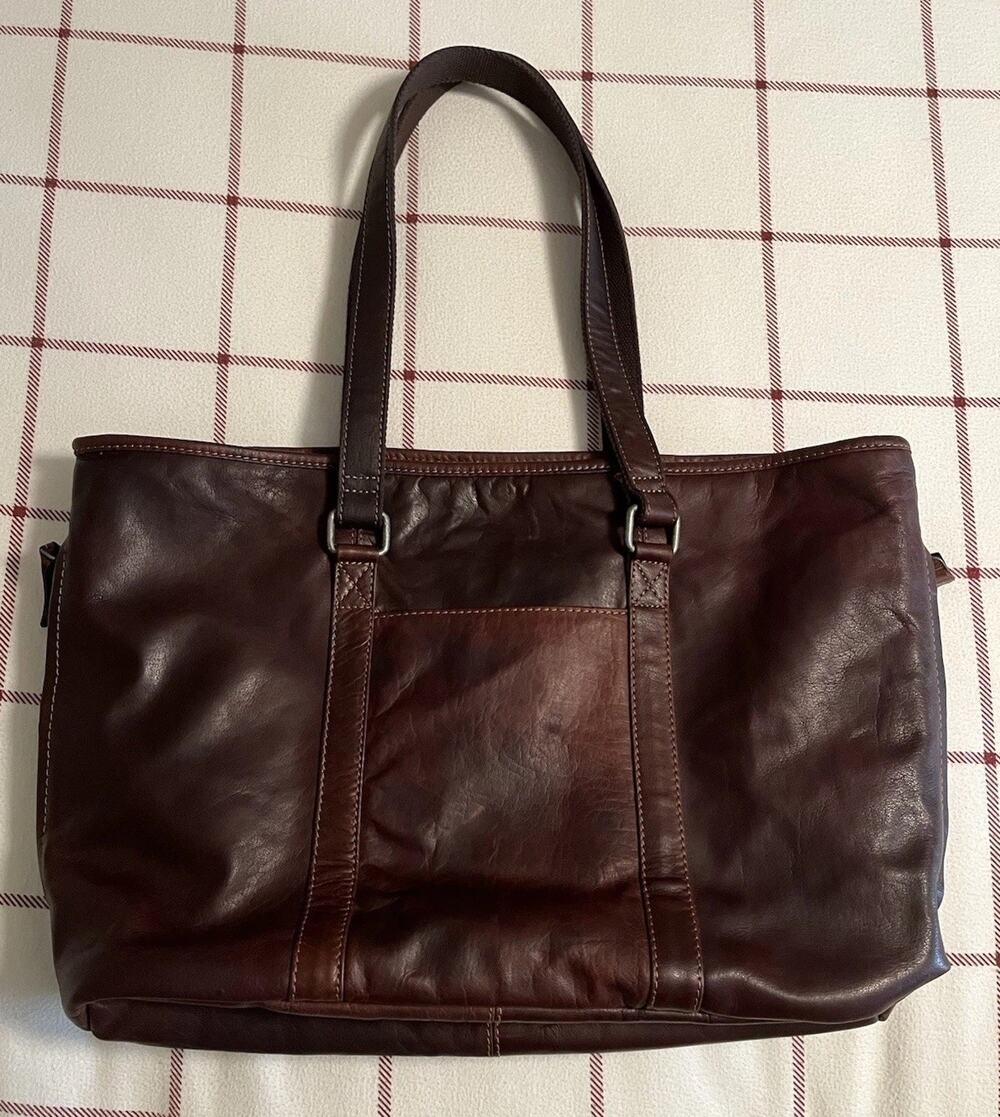 Jack Georges Voyager Large Travel Tote Brown Whiskey Tanned Leather Office Bag